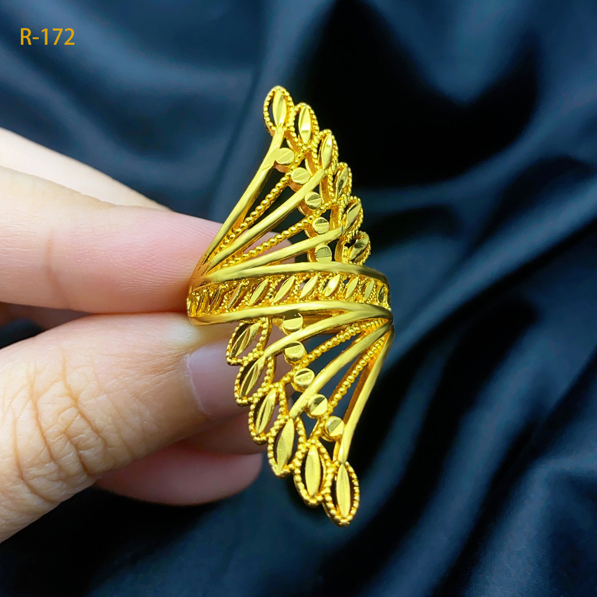 铜合金戒指 【古米】1/111迪拜镂空花朵戒指指环女印度非洲欧美婚礼