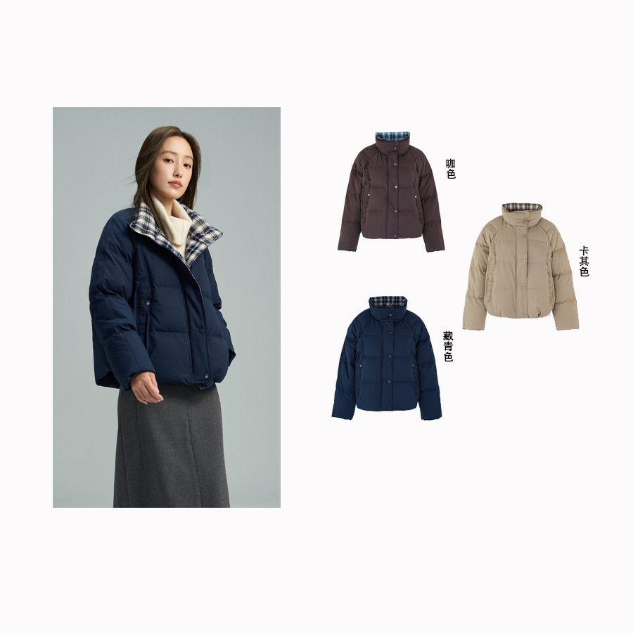 【时髦御寒】格纹拼接不挑人防寒保暖柔软舒适羽绒服BD251035