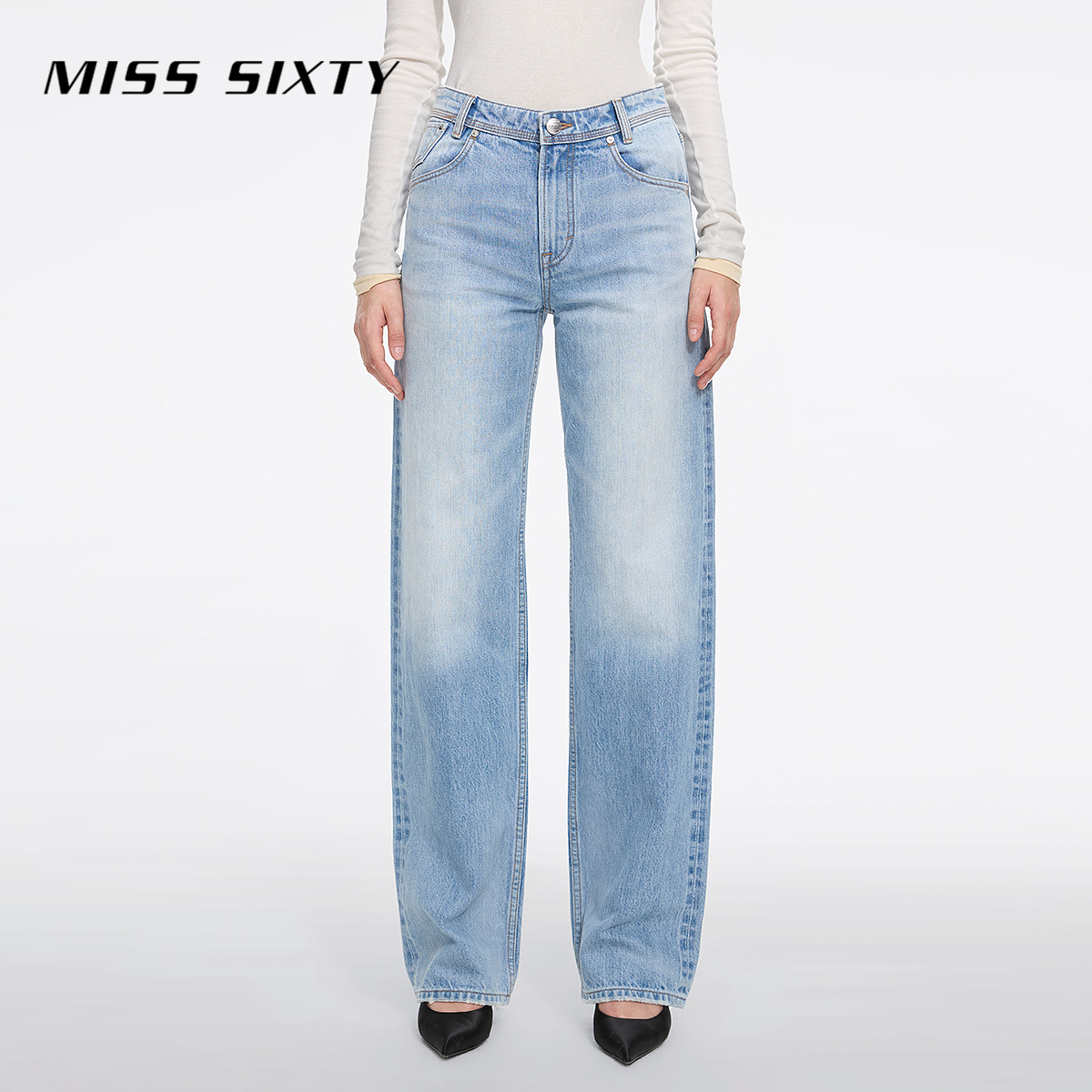 【日本牛仔面料】Miss Sixty2025春季新款牛仔裤女直筒裤休闲通勤