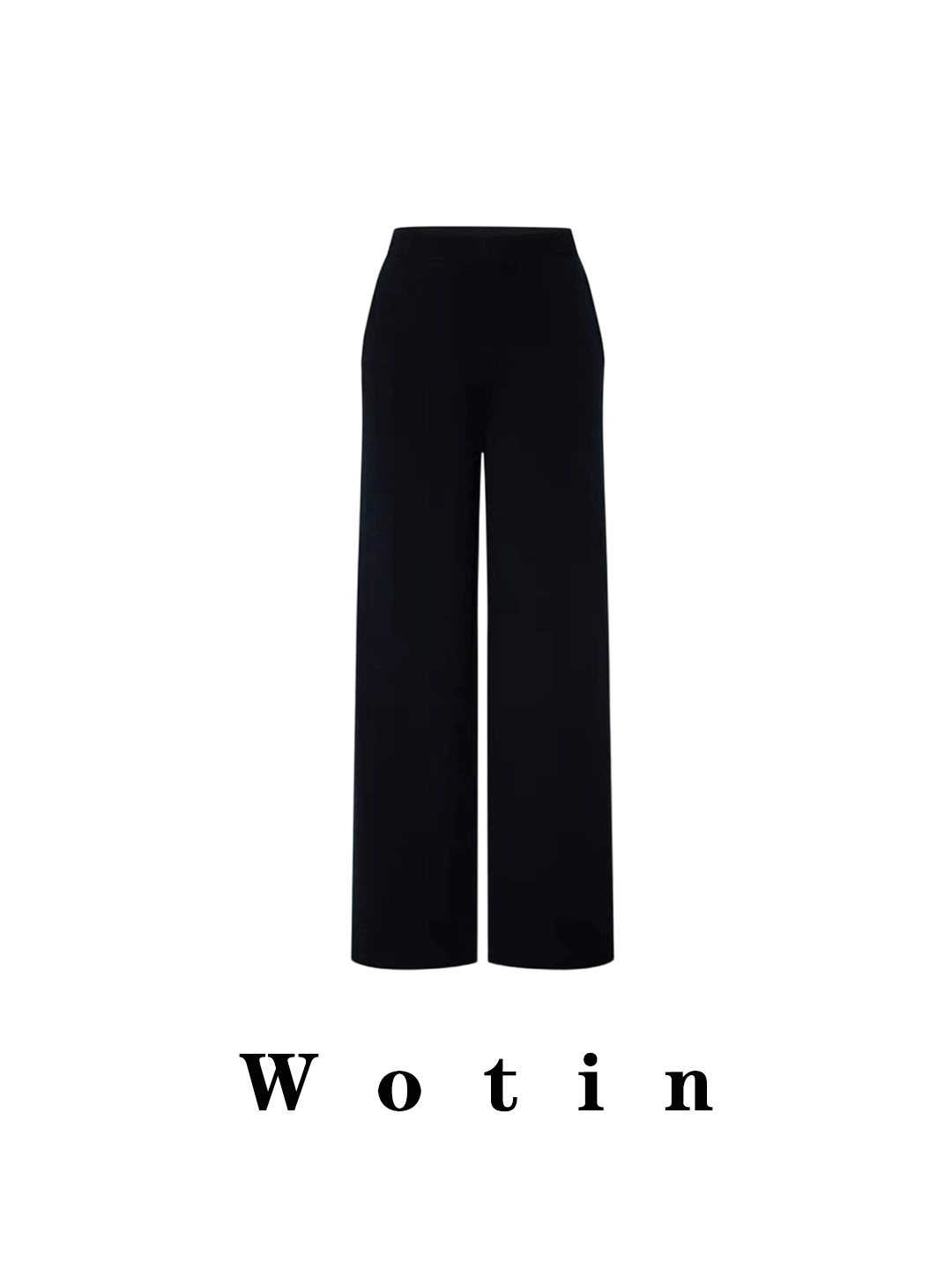 WD | 超细手感真丝山羊绒秋冬通勤高端黑色宽松高腰直筒裤