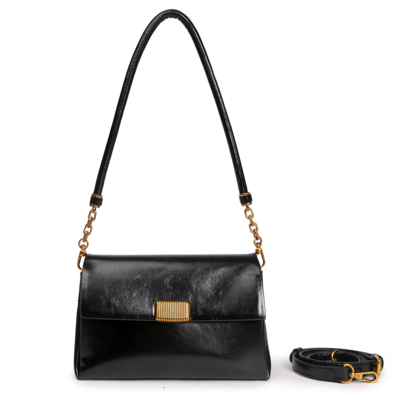 【LULU】SKL-G8051-黑色RAIN.CUN气质时尚百搭简约斜跨轻奢女包