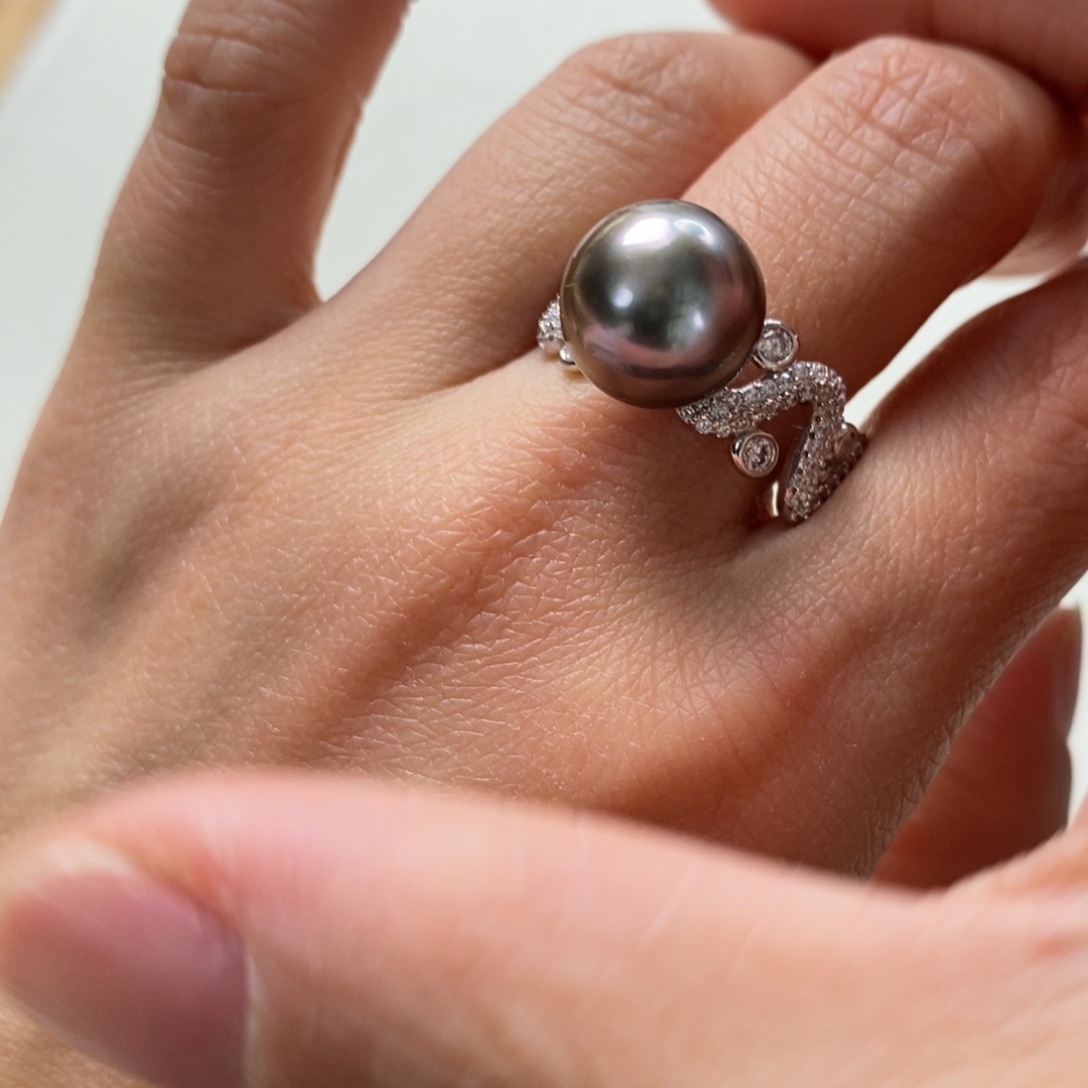 海水珍珠戒圈银S925镶嵌