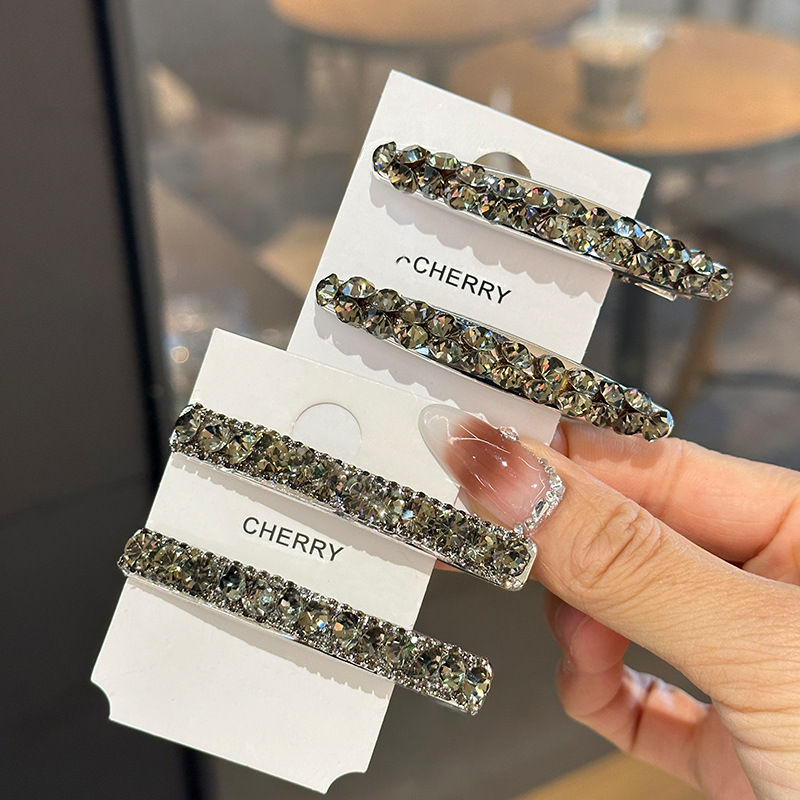 韩国新款带钻发夹对夹鸭嘴夹侧边夹碎刘海夹时尚黑色欧美少女发饰