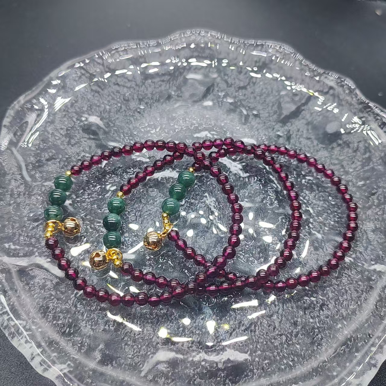 硕夏天然石榴石3-4mm设计款手链多样性发其一SX0589