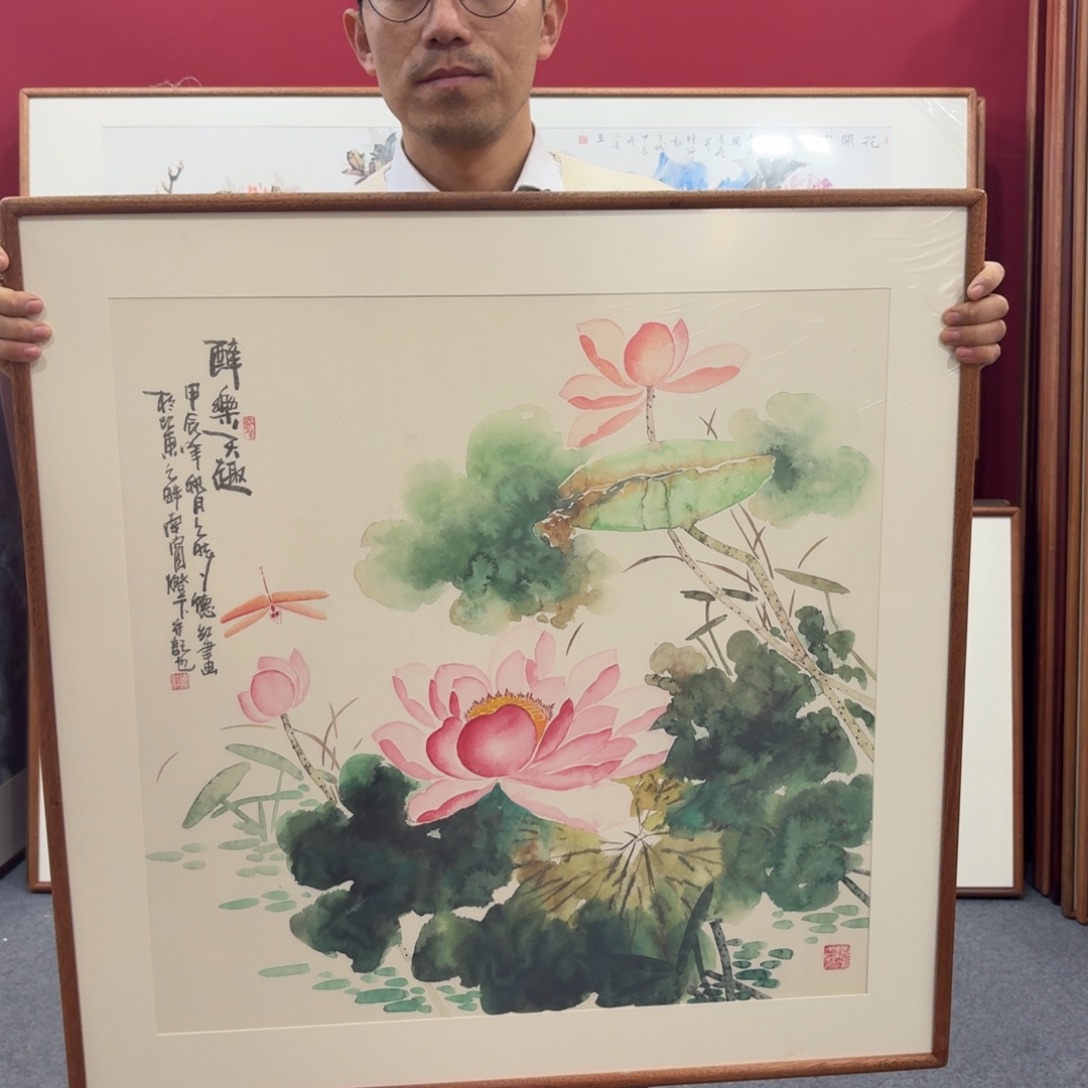国画手绘作品包邮带框80成80