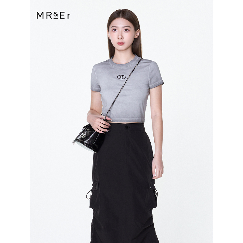 【小余专属】简约字母印花渐变色小个子短款短袖T恤R4B82821