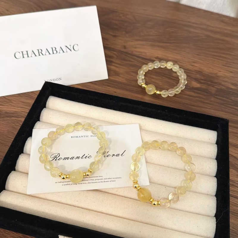 X1942[倚光]柠檬黄水晶金锂云母手链高端轻奢手串多样性发一