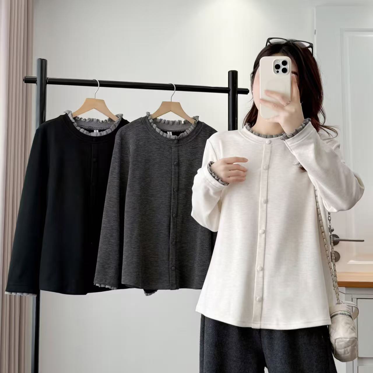 遇见--110-200斤大码打底显瘦圆领T恤长袖休闲时尚遮肉春秋胖mm女