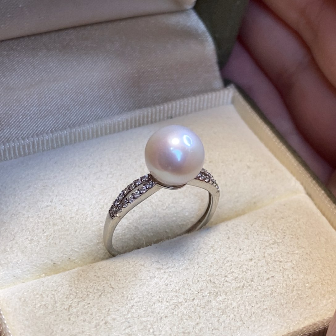 戒指银S925镶嵌淡水珍珠