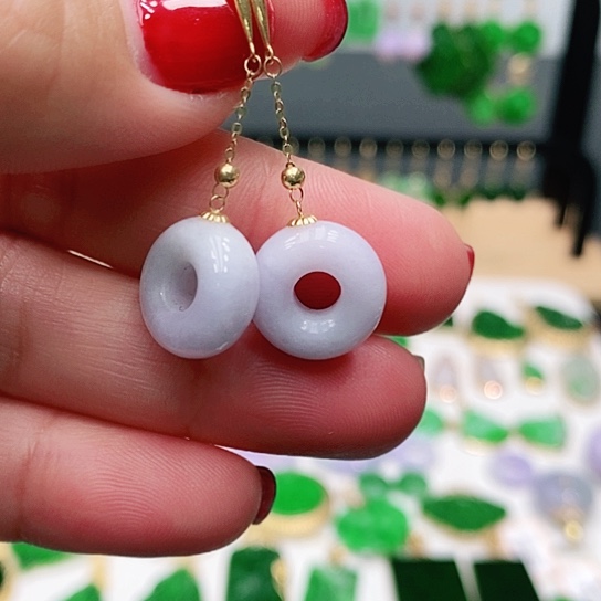 翡翠耳饰18K金镶嵌耳饰