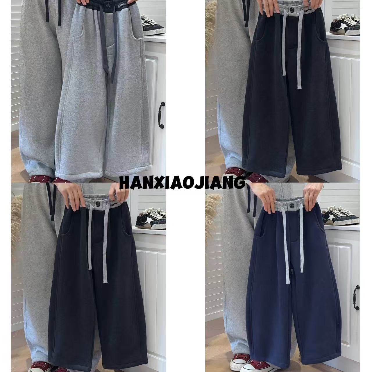 91272【裤王】版型绝了加绒弯刀卫裤（两穿脚口）女童