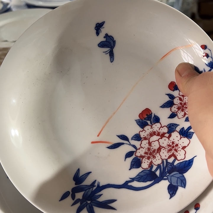 瓷片其它陶瓷两个深盘手绘