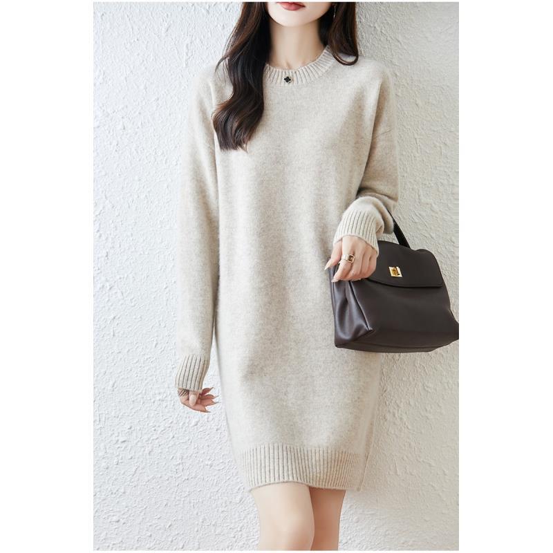 100%羊毛七针中长款大码毛衣YYY2582