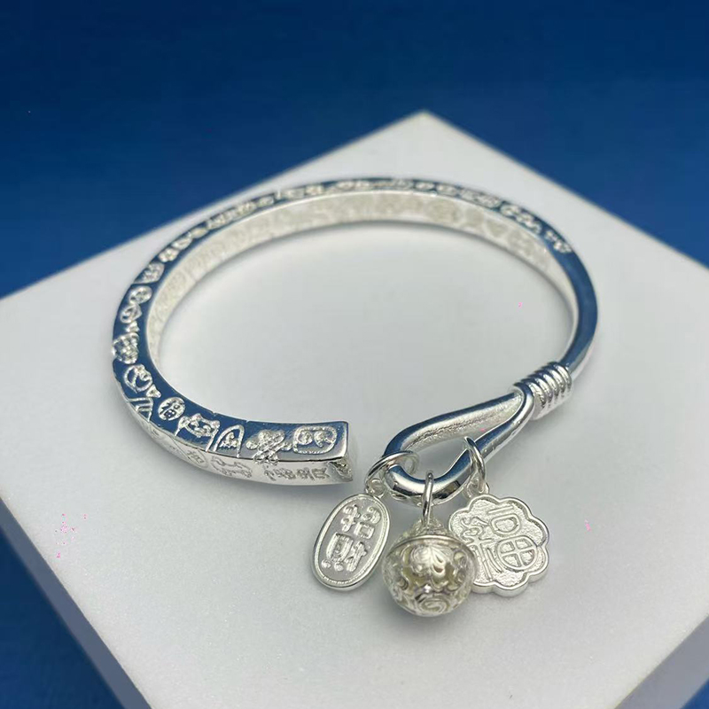 足银手镯  1号链接【开口手镯】 足银999.9手镯带证书礼盒包装清库