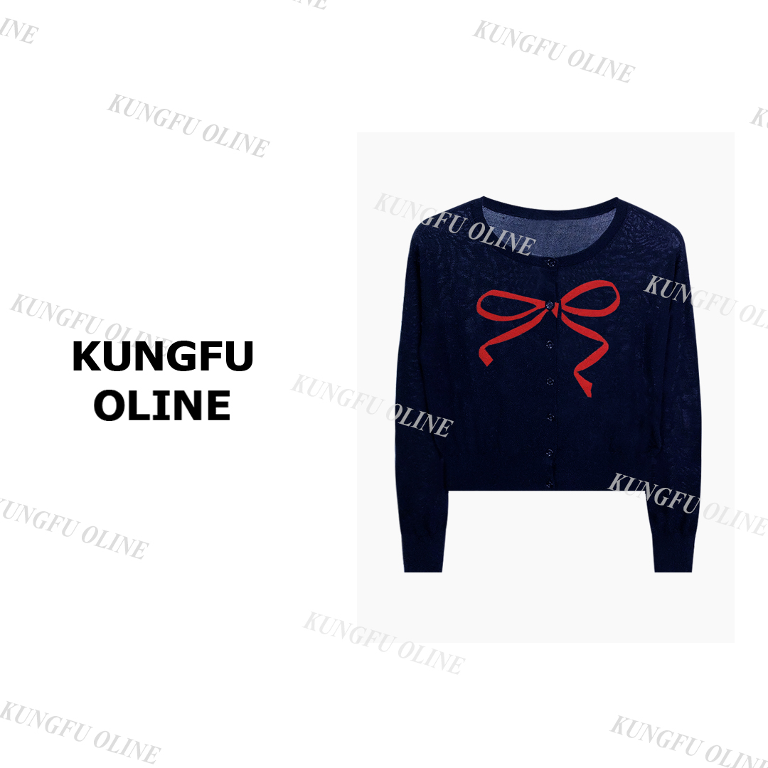 【薄款藏蓝现现】【蝴蝶结毛衣开衫】KS0-68秋冬流行长袖潮流休闲毛衣