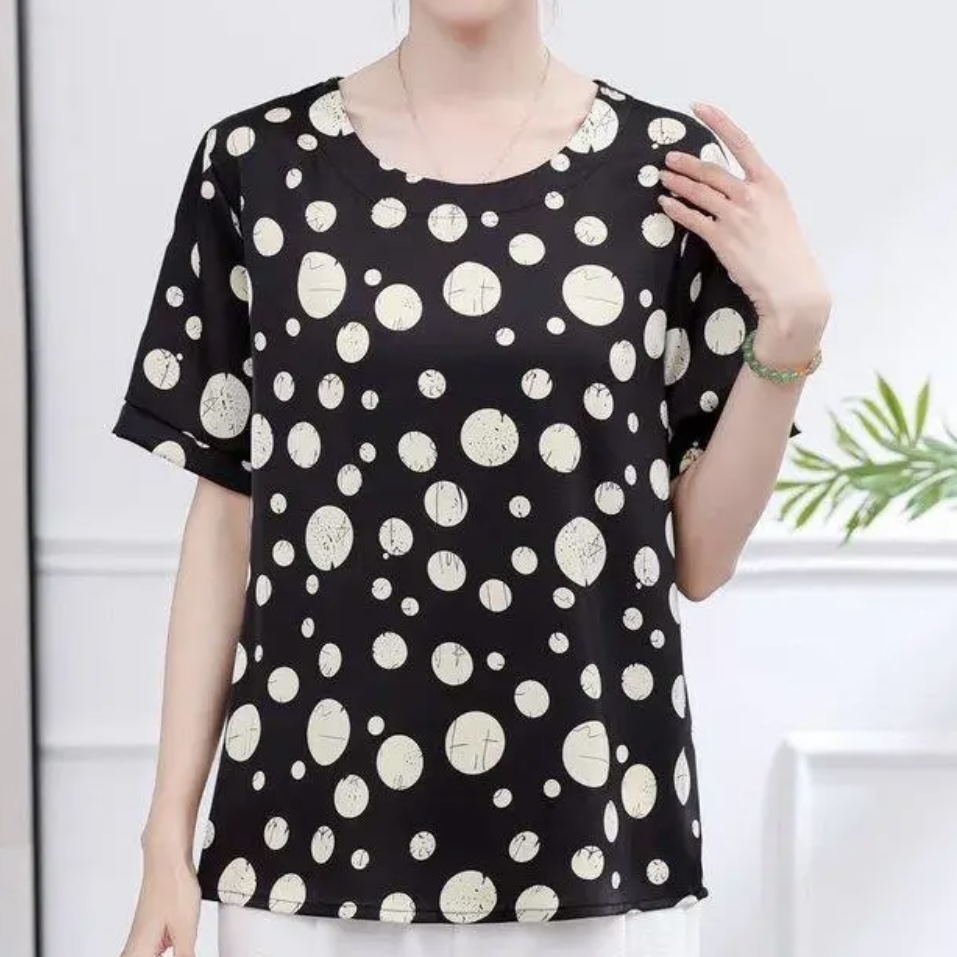  清   圆领复古波点百搭上衣气质显瘦时尚小衫 1730 