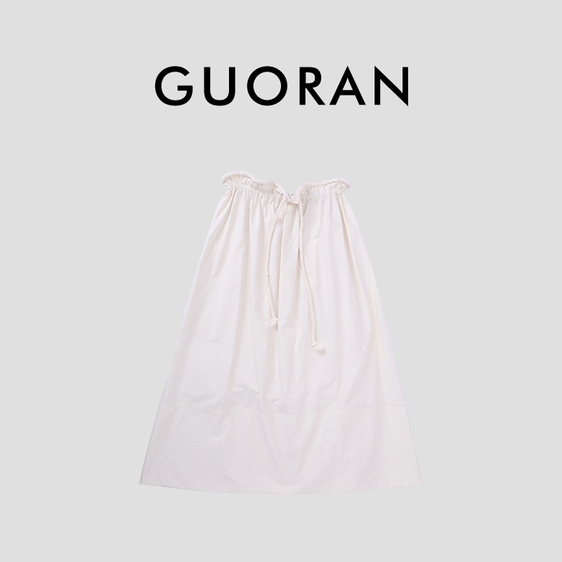 极简主义气质抽绳系带空气感A字半身裙