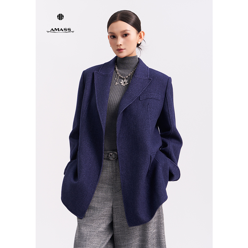 AMASS/阿玛施冬季100%山羊绒高级时尚显瘦大衣云感外套5400674