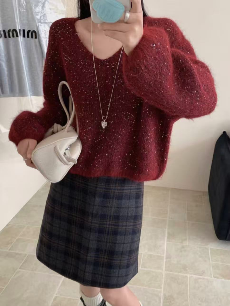 12262-CQ新款小亮片针织上衣（80-135）