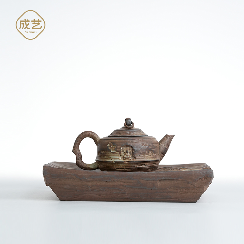 粉灰千佛原野大漠手工石壶原创设计复古中式茶壶高档送礼侘寂茶器