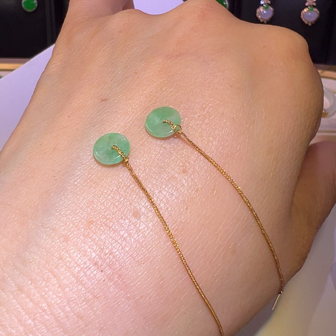 翡翠颈饰18K金镶嵌耳环