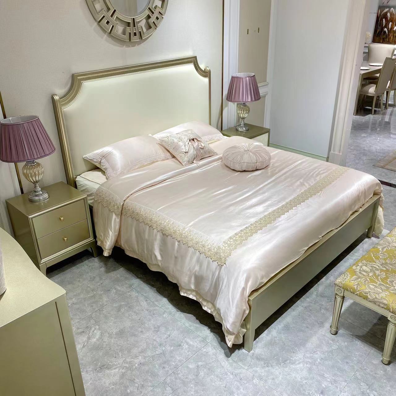 美式轻奢仙女床高端大气实木双人床/法式家用卧室软包奢华大床