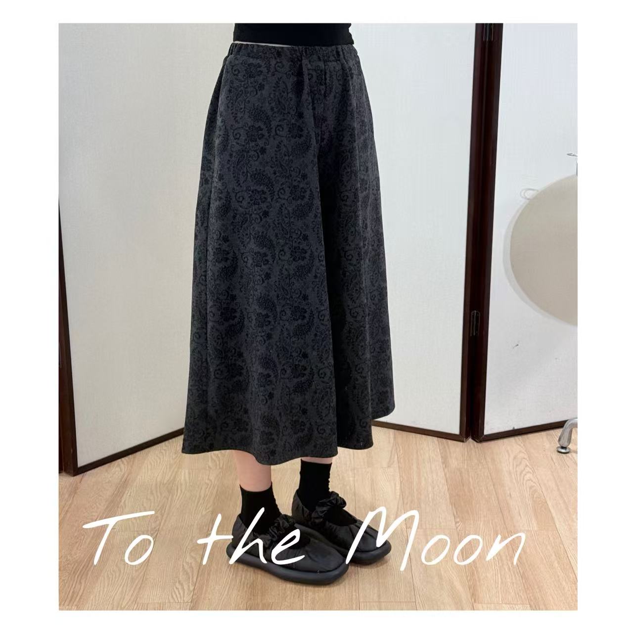 Zoe 原创【昏昏睡】俏皮腰果花裙裤法式深灰色秋季百搭宽松休闲裤