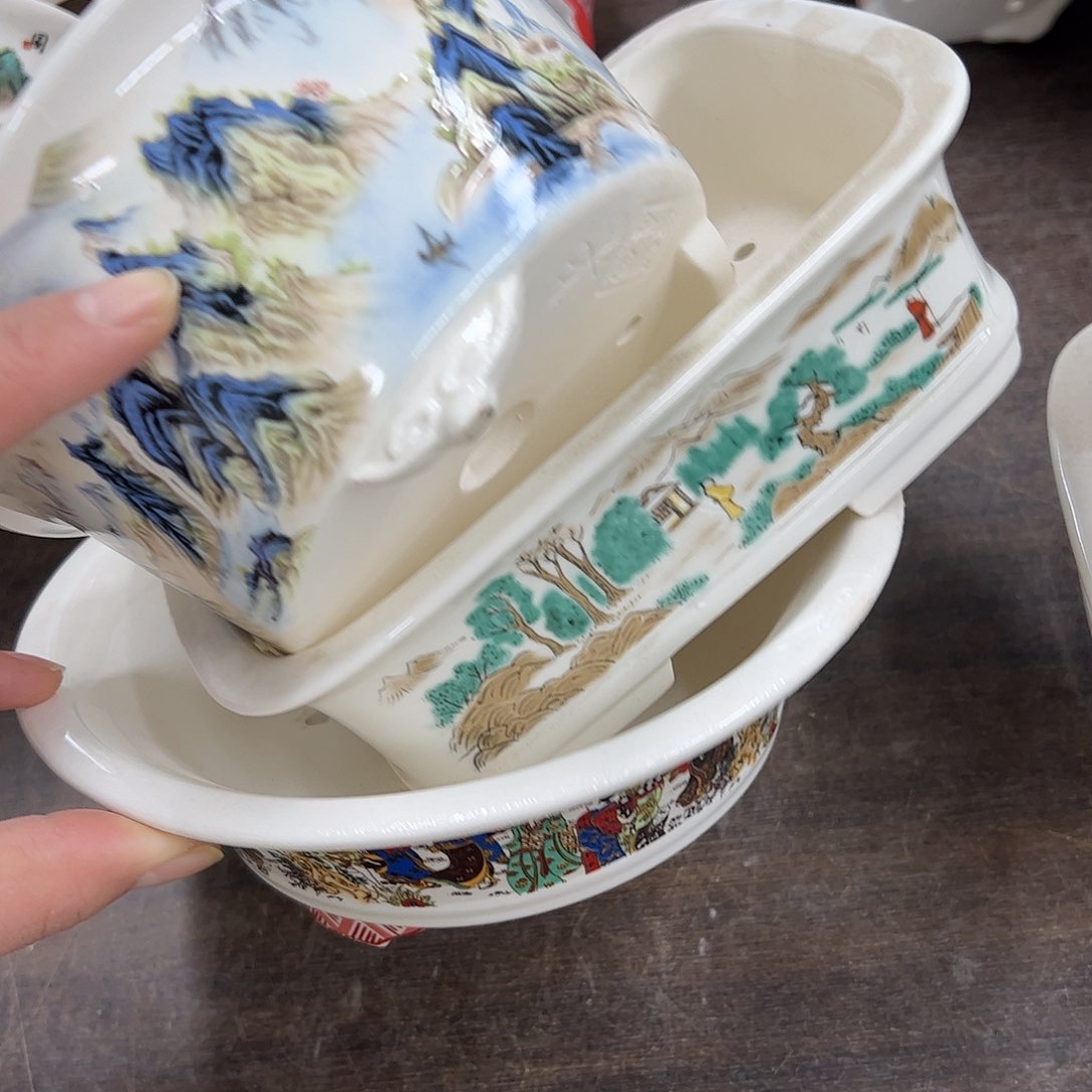 紫砂花盆403号瑕疵3个口不正缩釉处理介意勿拍