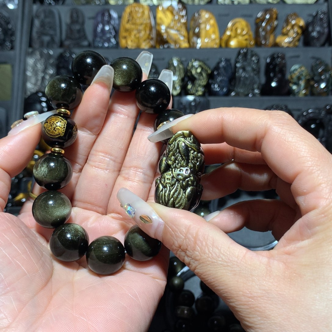 未镶嵌黑曜岩手链，*