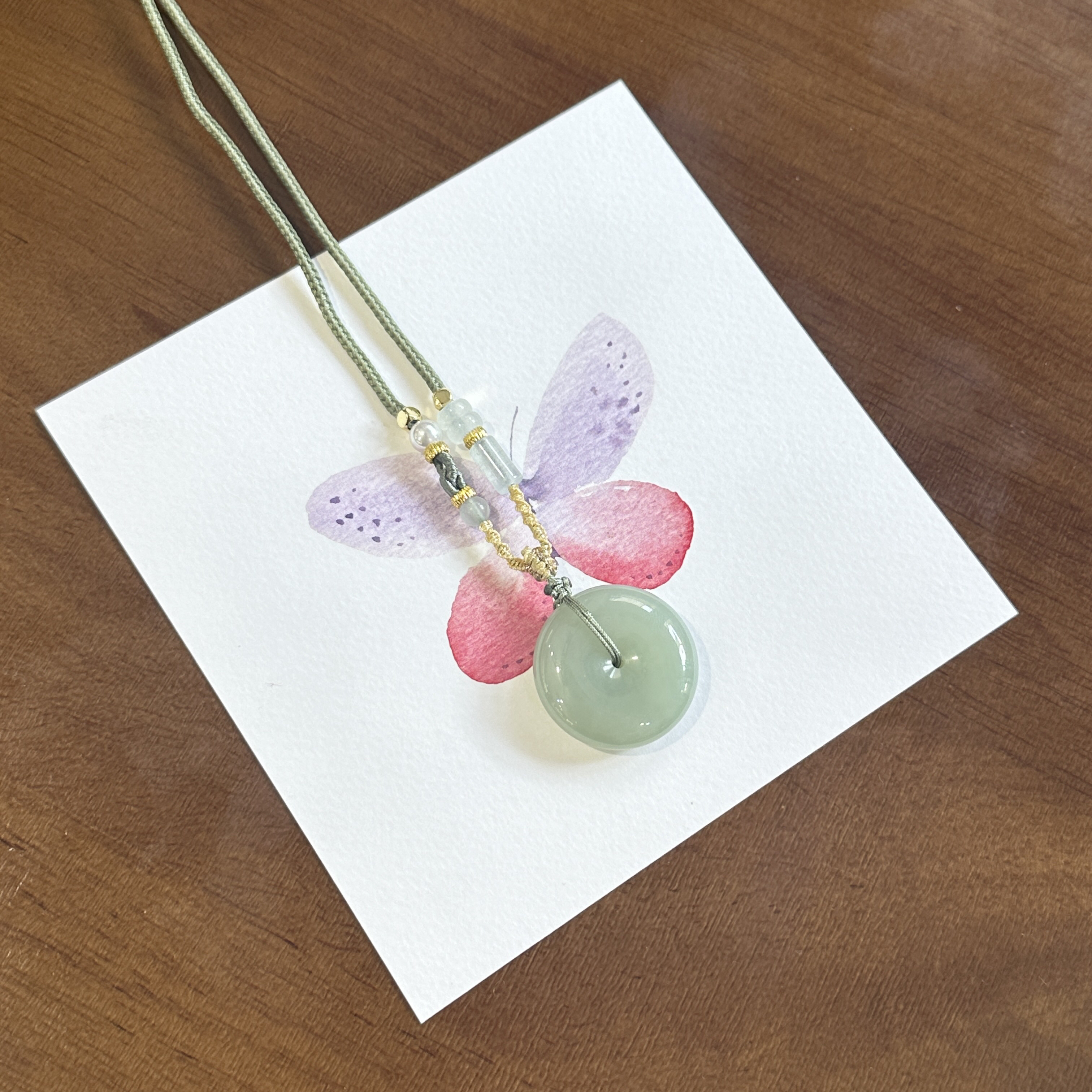 天然和田玉平安扣 25x8mm 浅晴绿