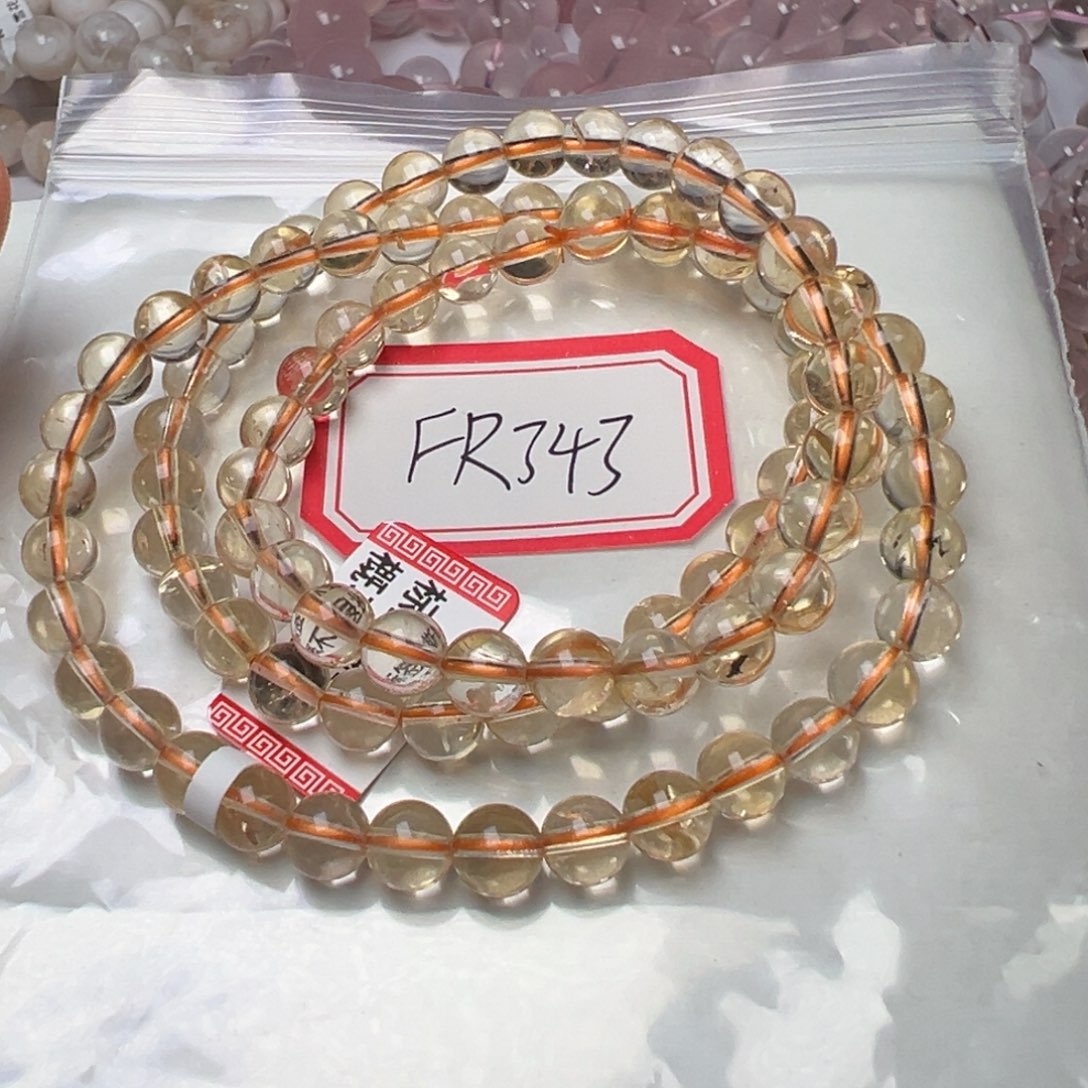 水晶手链未镶嵌爱****饭黄水晶6.5mm左右