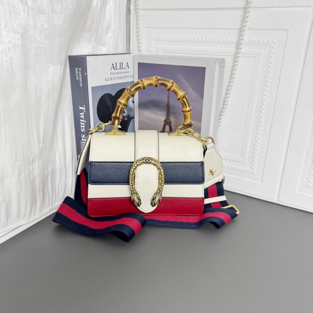 95新 GUCCI/古驰 三拼色竹节酒神包