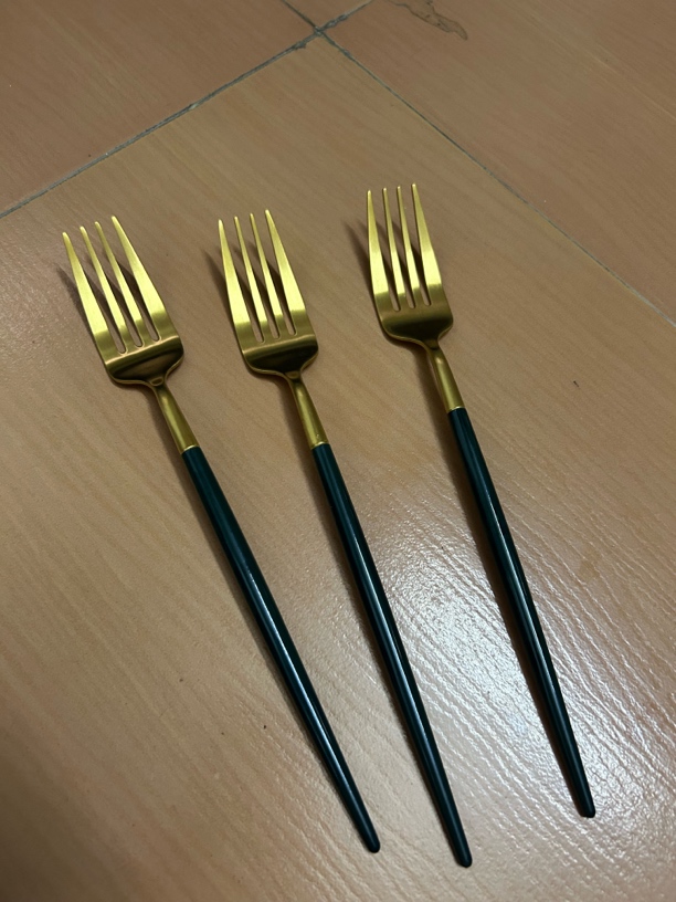 棒料沙光意面叉金色编号045长柄叉子刀叉牛排餐具西餐家用不锈钢