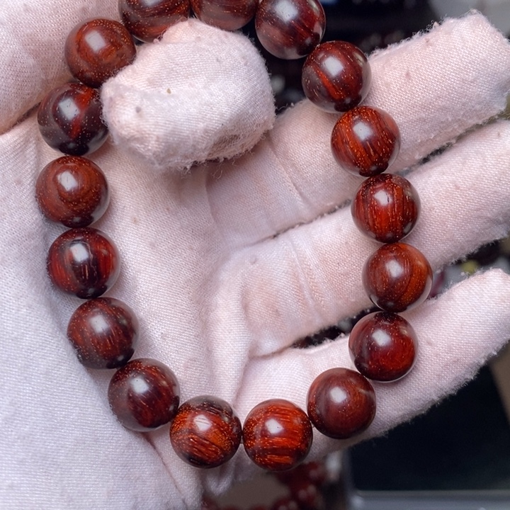 小叶紫檀手串/手链原汁原味1.2cm 拆房料火焰纹特价款