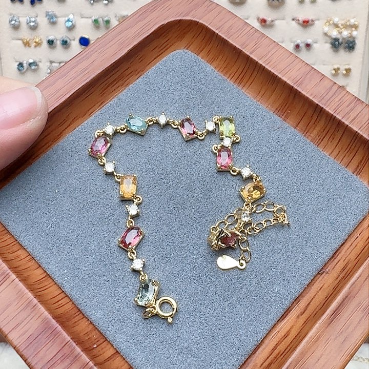 碧玺手链银S925镶嵌手链