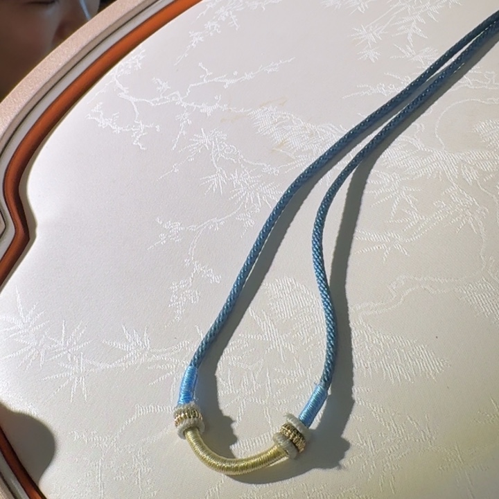 黑曜岩合金颈饰手工编织配绳