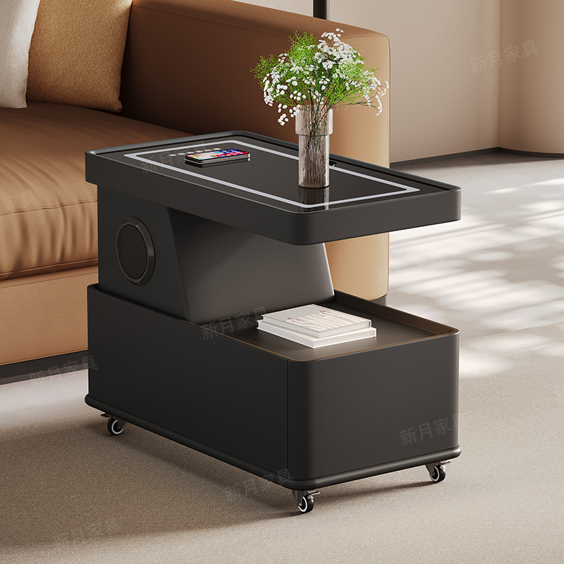 意式极简客厅沙发边几可移动实木小推车现代简约轻奢沙发边柜