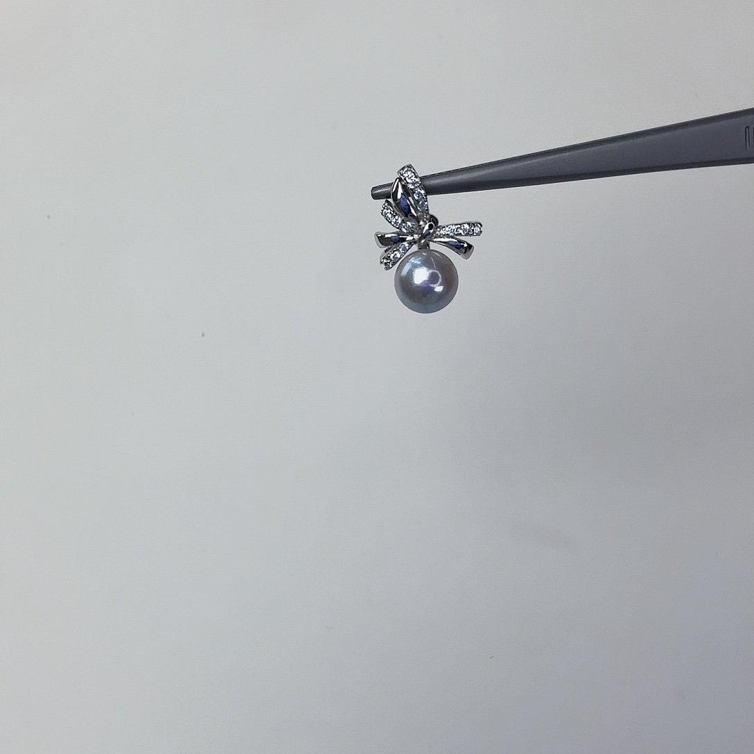 海水珍珠吊坠(不含链)银S925镶嵌绚烂吊坠真多麻7-8mm