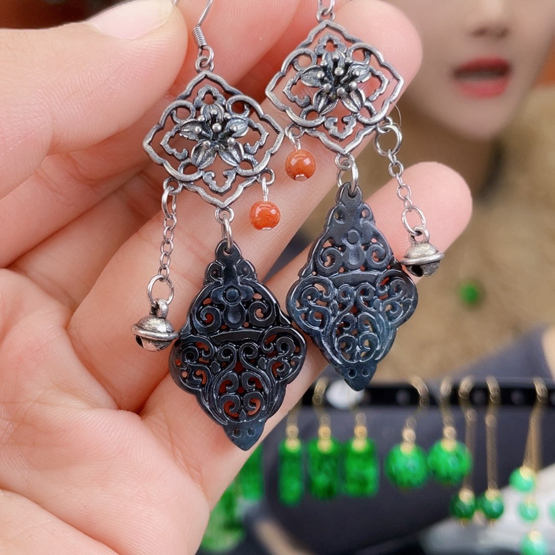 翡翠未镶嵌耳饰饰品