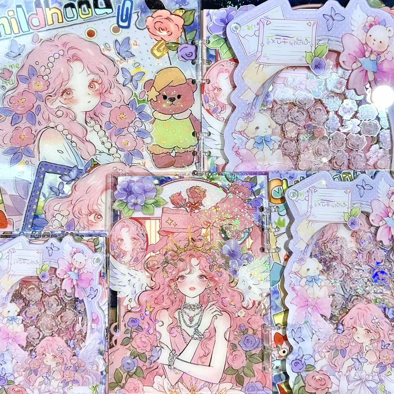 【新款紫色天使女孩】高定摇摇本套餐活页本手工DIY收纳盒亚克力