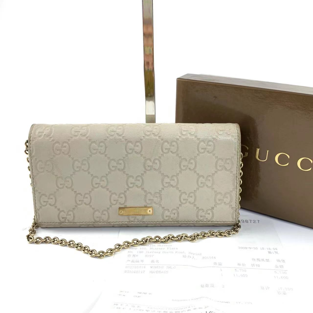 95新 GUCCI/古驰 链条钱包长款压纹款【静文】BG22013524