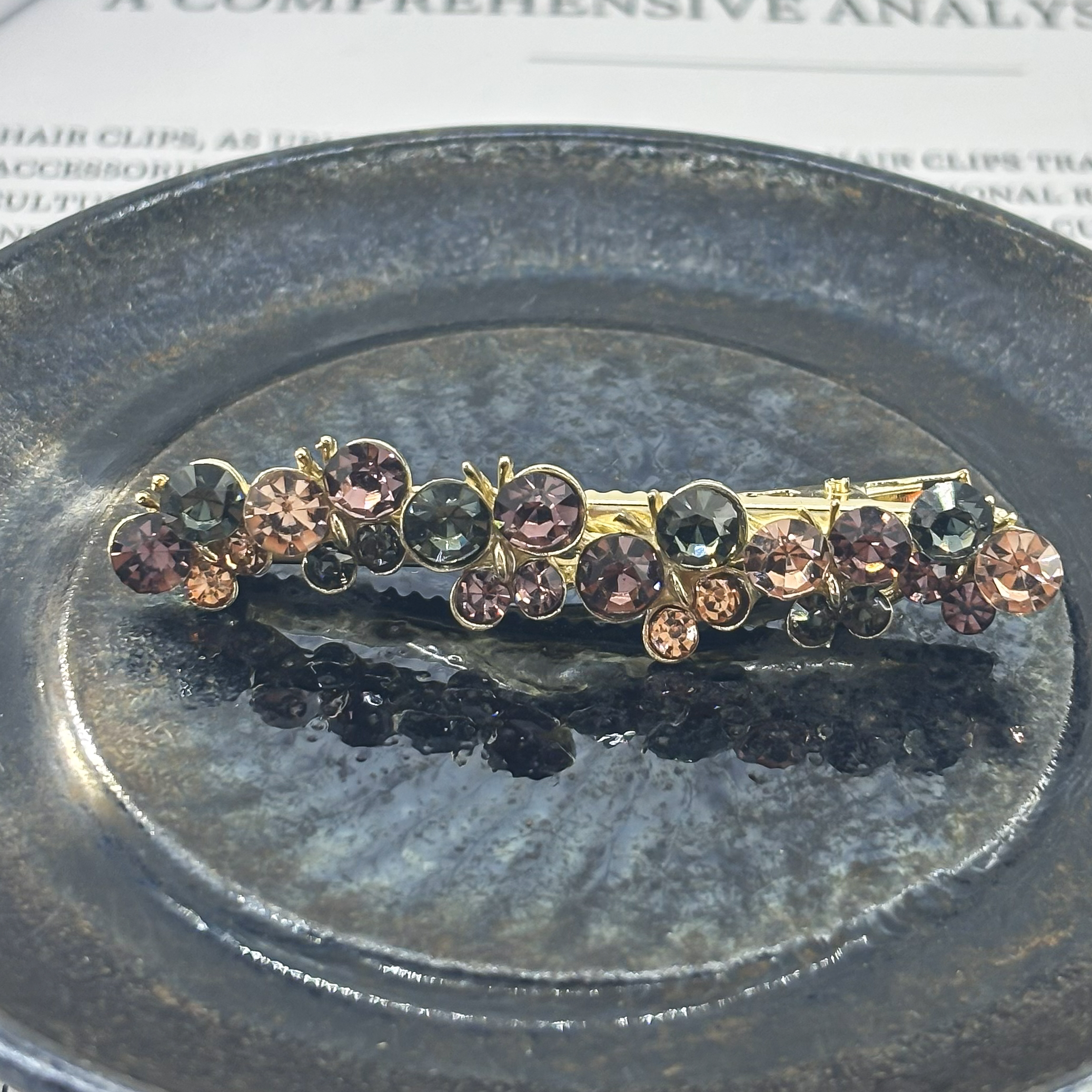 1005璀璨蝴蝶水晶压夹 6.5CM