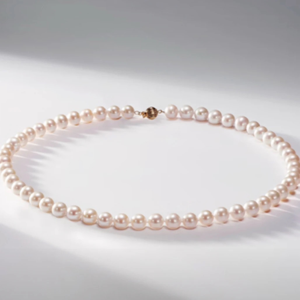 18K金灯笼扣7.5-8.5mm极光正圆珍珠项链