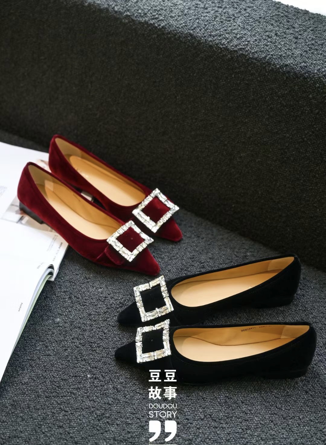 KAKA NUOYA   2411   时尚气质百搭方钻浅口单鞋