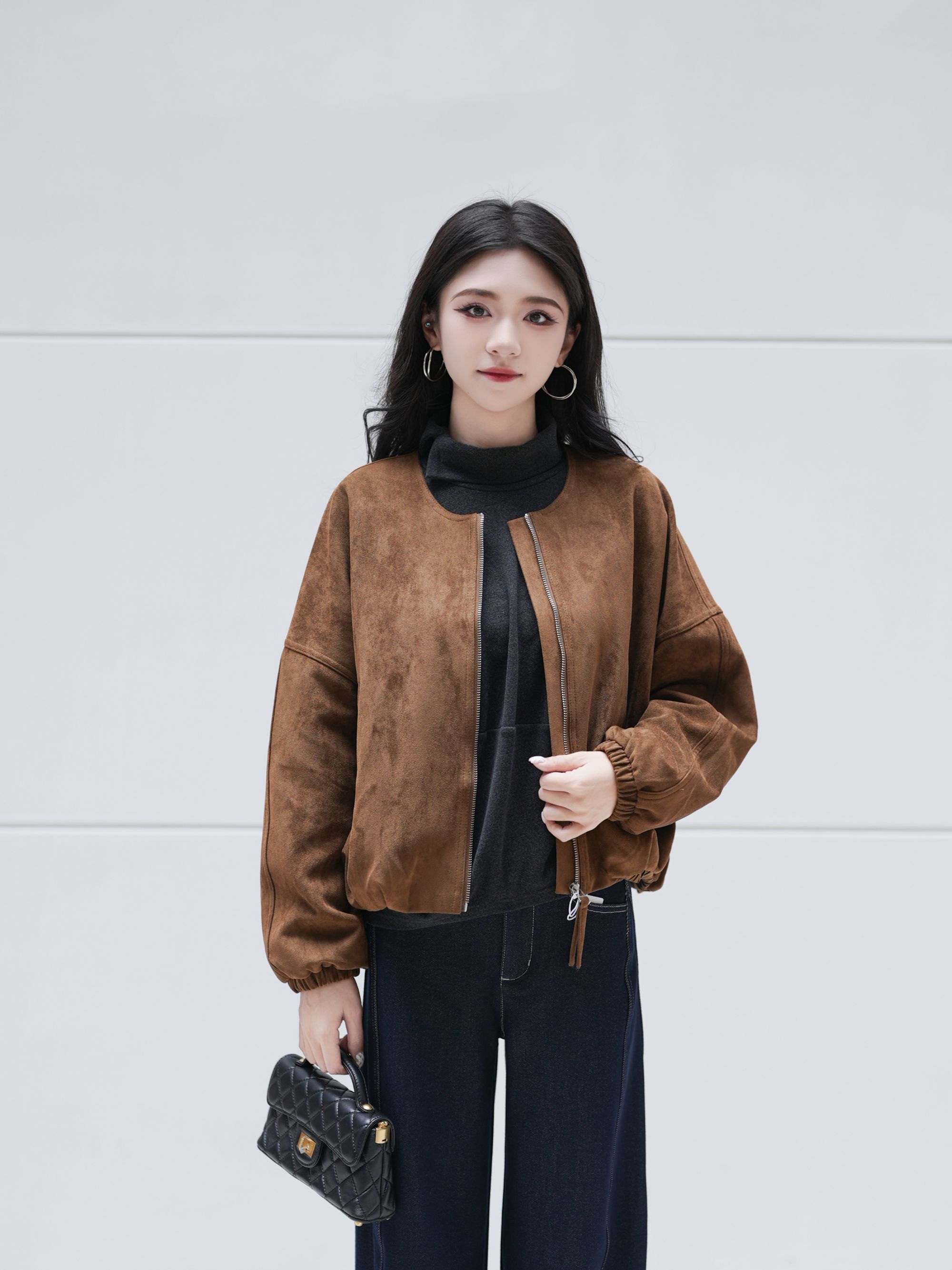 【佳欣】秋季新款2025气质减龄时尚遮肉显瘦宽松大码女装皮衣