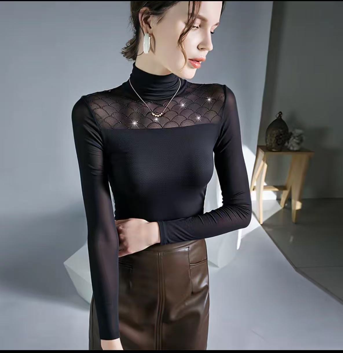 春秋新款半高领打底衫