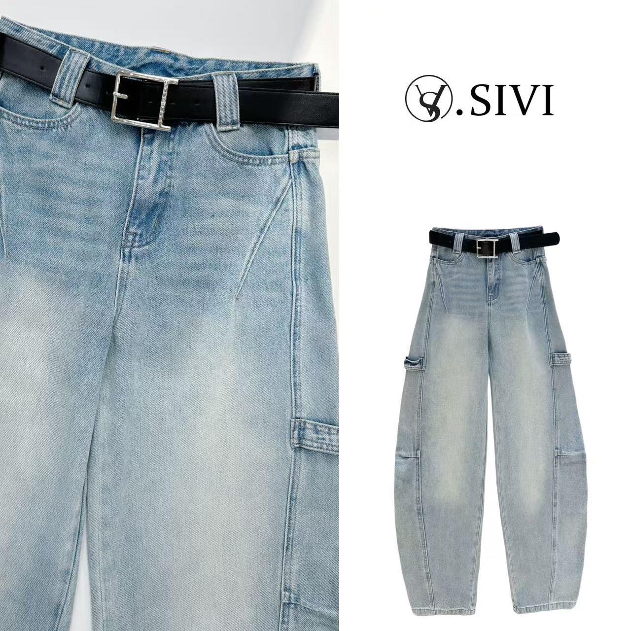 熙薇【沉浮年华】春夏新款时尚潮流休闲直筒显瘦百搭牛仔裤H1177