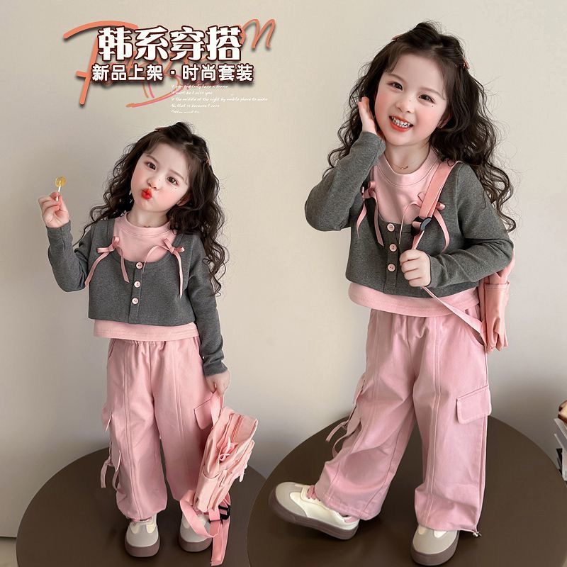 女童甜美套装春秋款2025新款宝宝洋气时髦春装小女孩运动两件套