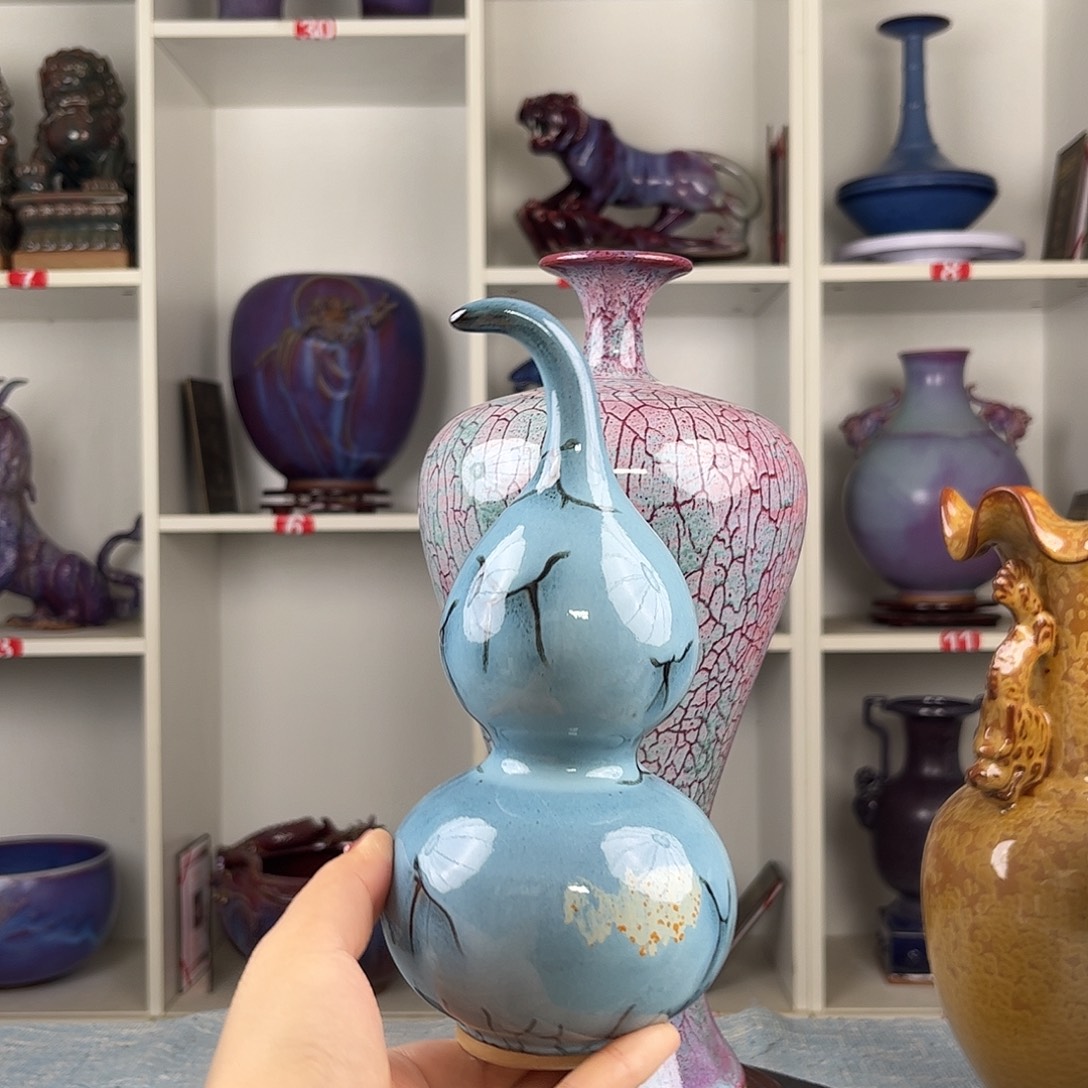 瓷片花器摆件葫芦工艺品