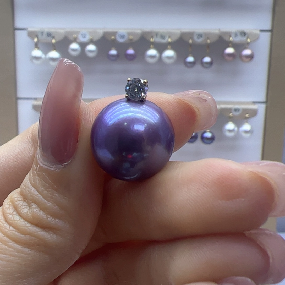 淡水珍珠吊坠(赠链)18K金镶嵌